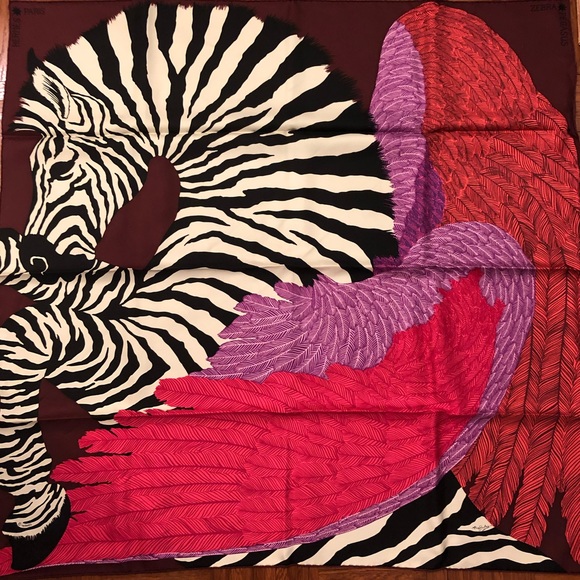 Hermes Accessories - Hermes Zebra Pegasus 90 cm pink / purple scarf